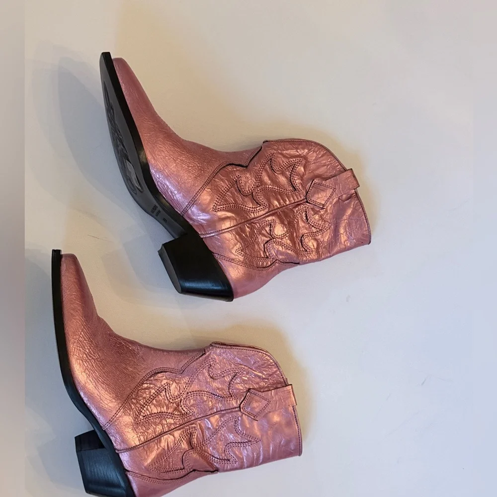 FREE PEOPLE WAY OUT WEST METALLIC WESTERN BOOTS SIZE 39/9 - Picture 2 of 12